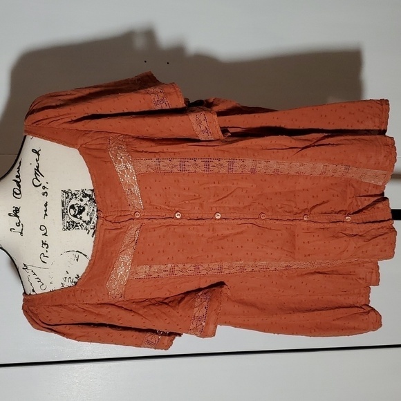 Old Navy- Womens Burnt Orange Flutter sleeve Peplum Top Boho Sz.XXL - Picture 1 of 5